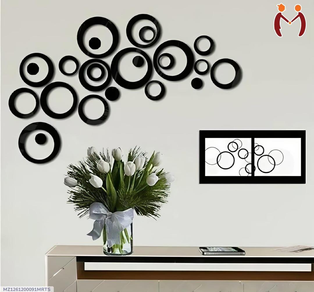 Black Abstract Circle Wall Art Set 24 Pcs Modern Decor