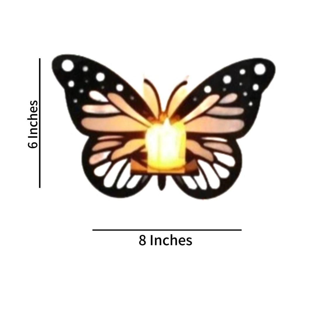 Butterfly Wall Shelves Set of 3 Black MDF Decorative Lighting