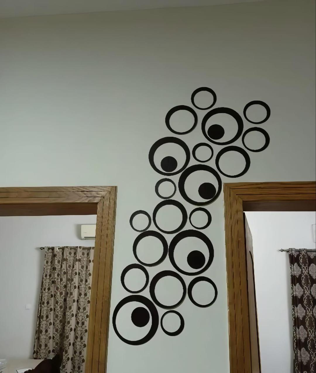 Black Abstract Circle Wall Art Set 24 Pcs Modern Decor