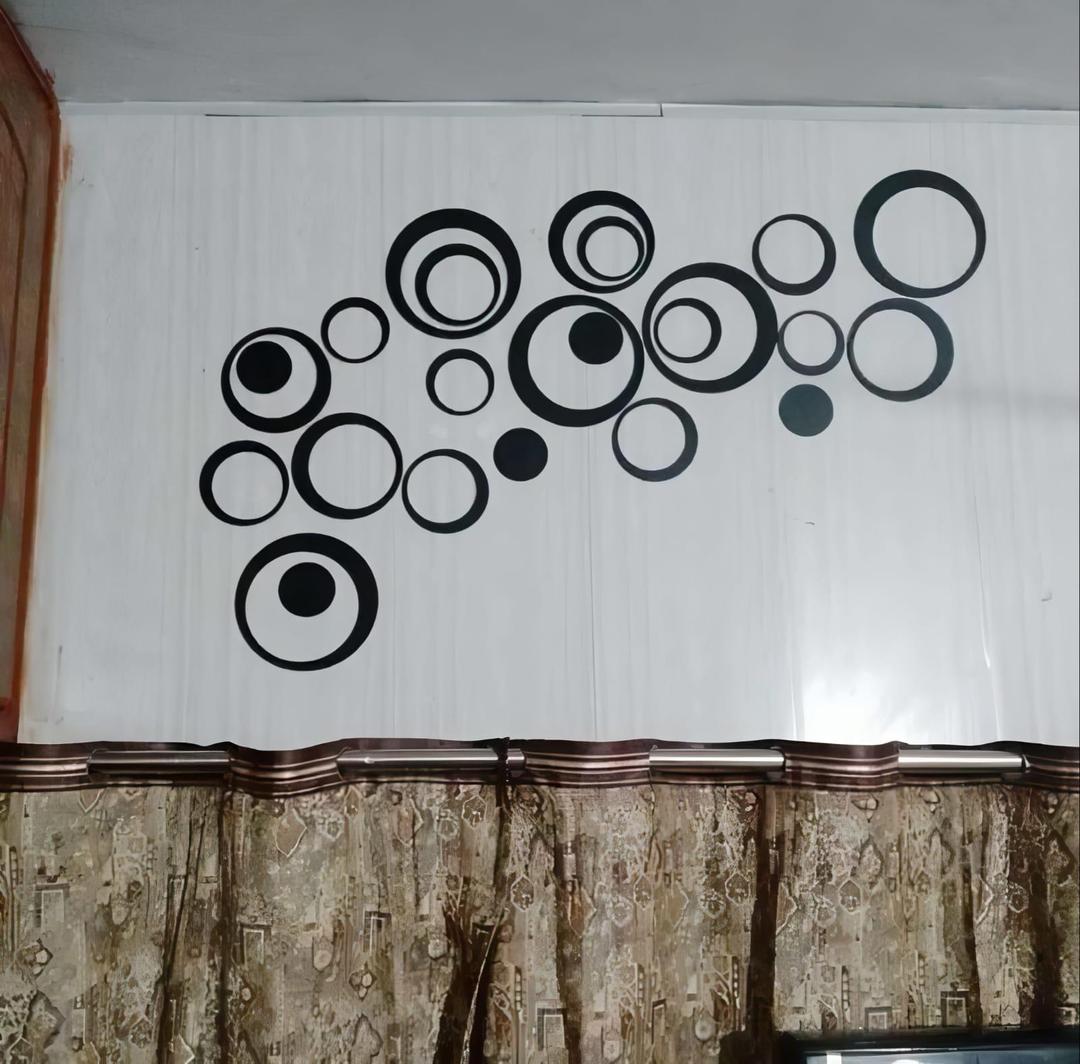 Black Abstract Circle Wall Art Set 24 Pcs Modern Decor