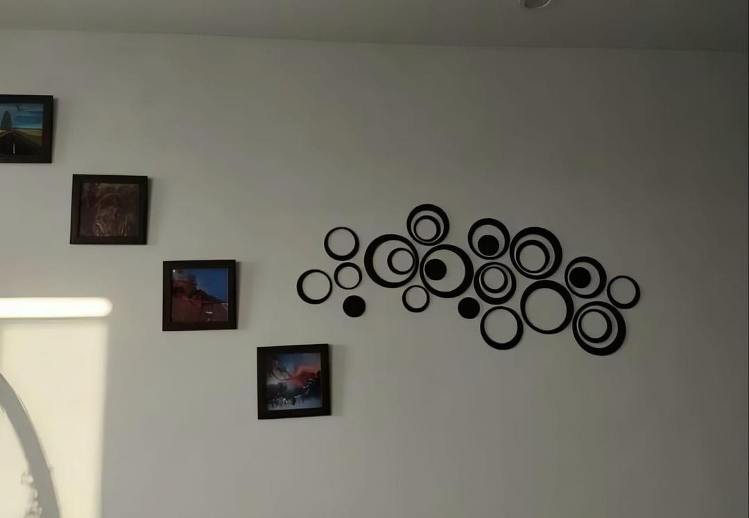 Black Abstract Circle Wall Art Set 24 Pcs Modern Decor