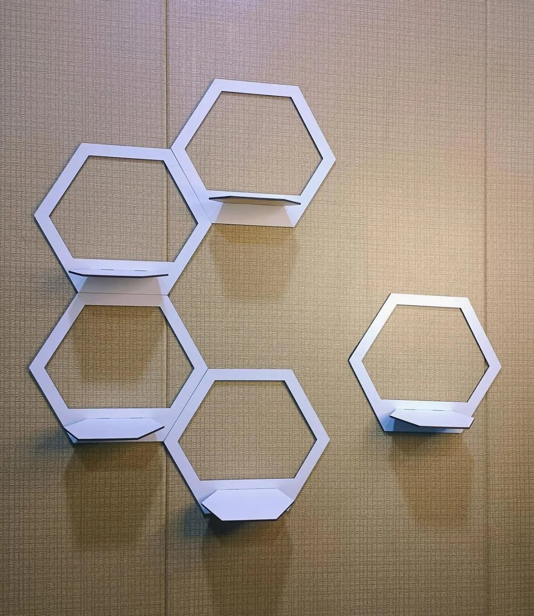 Modern Hexagon Wall Shelves White Floating Decor