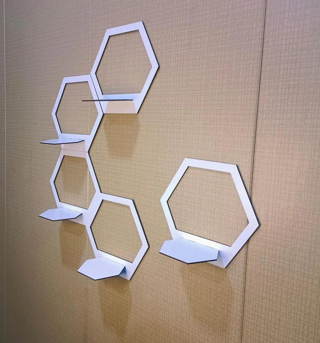 Modern Hexagon Wall Shelves White Floating Decor