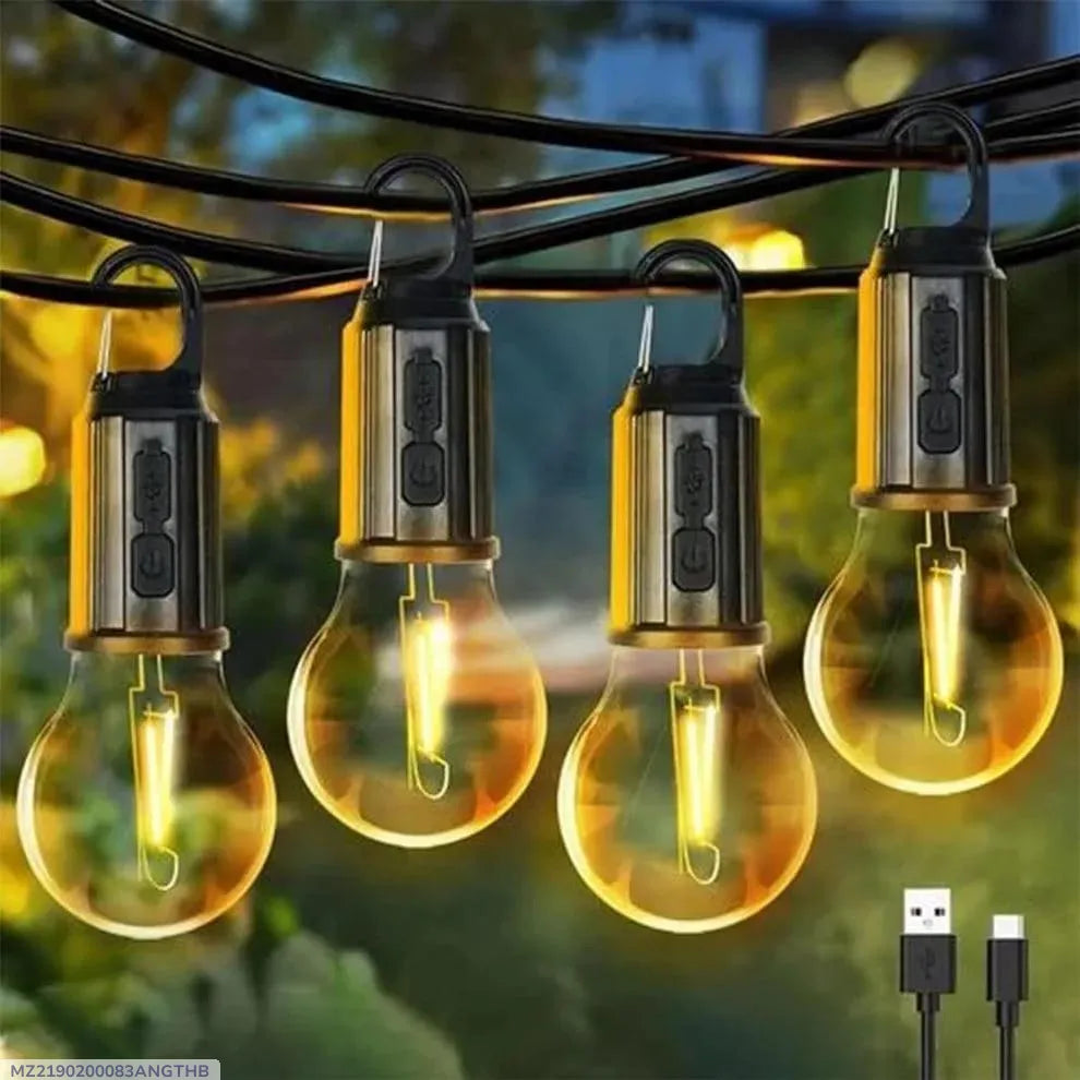 Rechargeable Edison Camping Lights Black ABS Weather Resistant